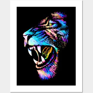 Growling Mouth Open Bengal Lion Posters and Art